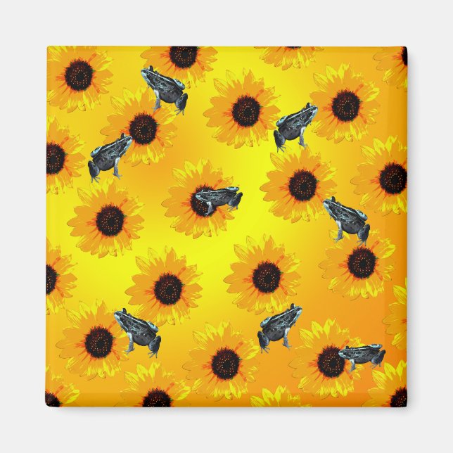 Frogs And Sunflowers, Magnet (Front)