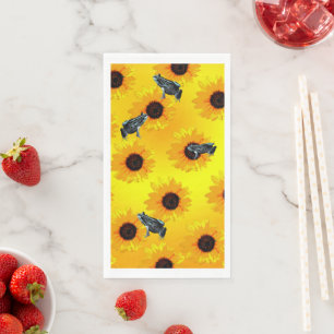 Frogs And Sunflowers, Paper Guest Towels Napkin