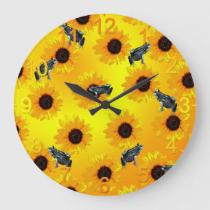 Frogs And Sunflowers, Wall Clock