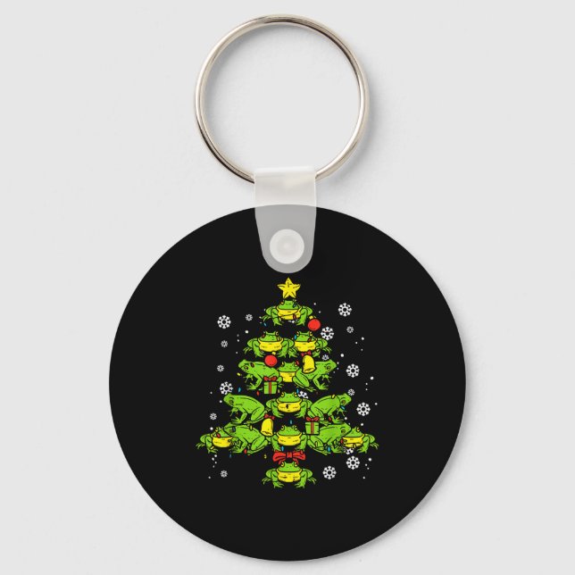 Frogs Christmas Tree Animal Xmas Women Men Kids  Key Ring (Front)