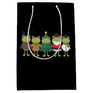 Frogs Christmas Ugly Sweater Santa Snowman Tree Medium Gift Bag