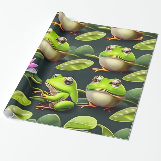 Frogs Designer Wrapping Paper (Unrolled)