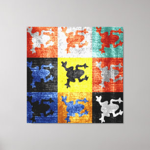 Frogs grunge art canvas print
