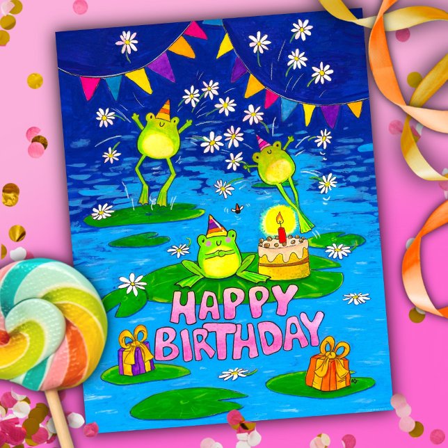 Frogs Happy Birthday postcard (Creator Uploaded)