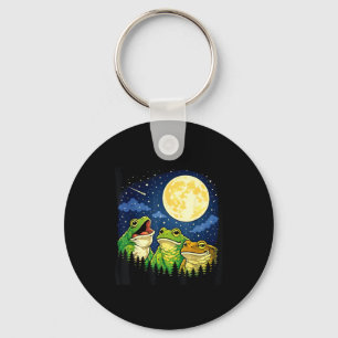 Frogs howling moon meme mountains pines nature key ring