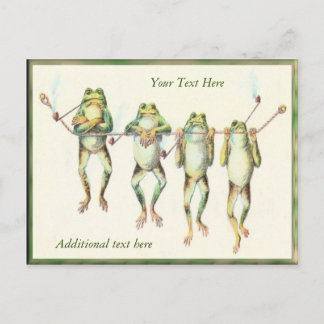 Frogs in a Line with personalised text Post Card