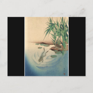 Frogs in a Pond, Japanese Art circa 1800s Postcard