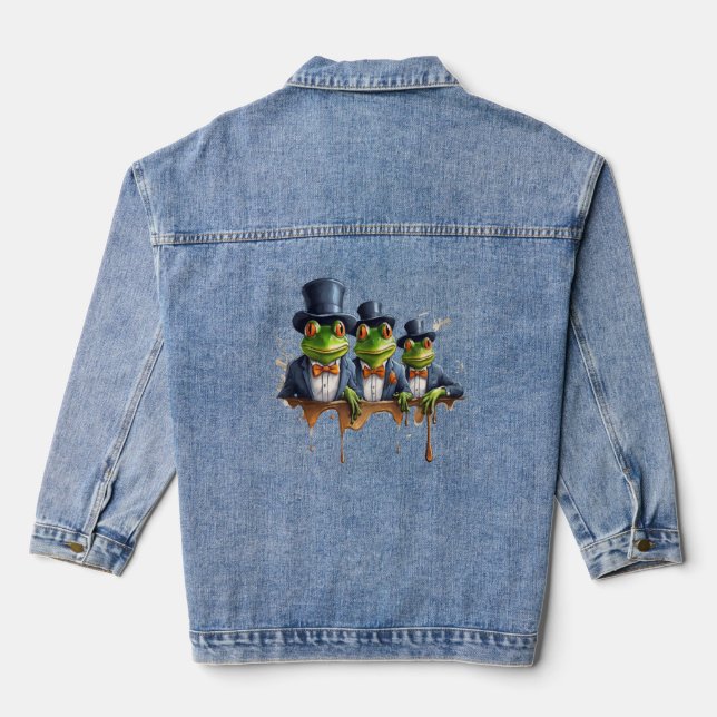 Frogs in Elegance Denim Jacket (Back)