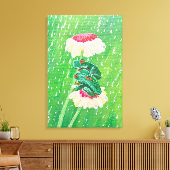 Frogs in the Rain Canvas Print (Insitu(LivingRoom))