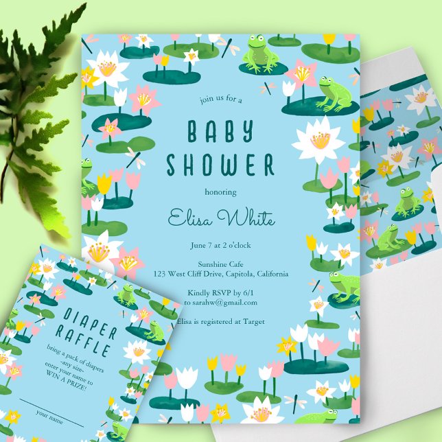 Frogs & Lily Pads Cute CUSTOM BABY SHOWER Enclosure Card (Frogs & Lily Pads Cute CUSTOM BABY SHOWER Enclosure Card
)