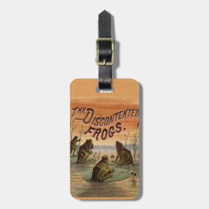Frogs Lily Pads Moon Illustration Luggage Tag