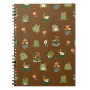 Frogs & Lily Pads on Brown Notebook