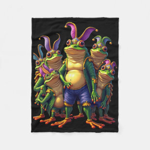Frogs Mardi Gras Funny Costume  Fleece Blanket