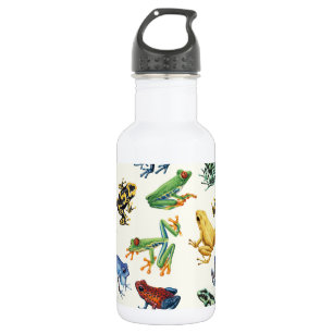 Frogs on black 532 ml water bottle