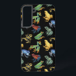Frogs on black samsung galaxy case<br><div class="desc">Hand-painted variety of tree and dart frogs</div>