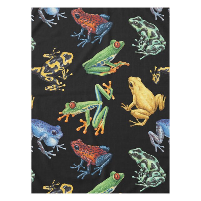 Frogs on black tablecloth (Front)