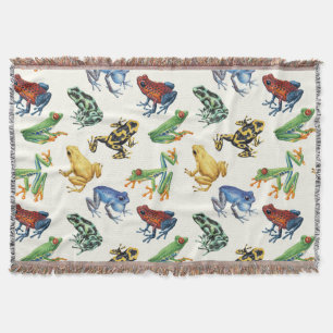 Frogs on black throw blanket