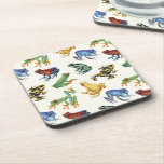 Frogs on natural white coaster<br><div class="desc">Hand-painted variety of tree and dart frogs</div>