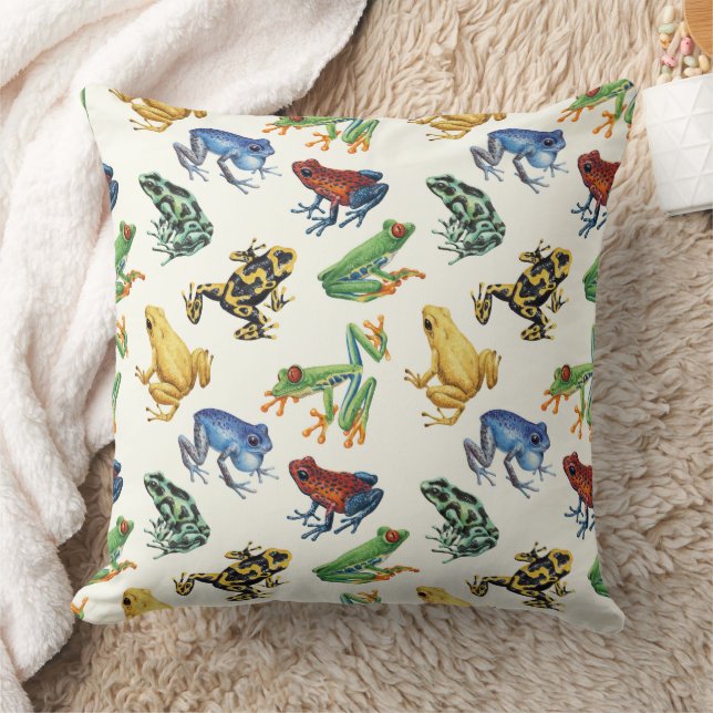 Frogs on natural white cushion (Blanket)