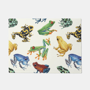 Frogs on natural white doormat