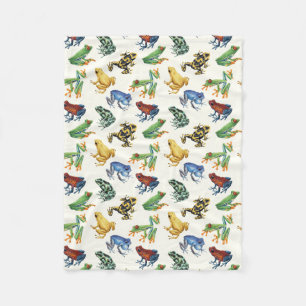 Frogs on natural white fleece blanket