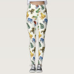 Frogs on natural white leggings<br><div class="desc">Hand-painted variety of tree and dart frogs</div>