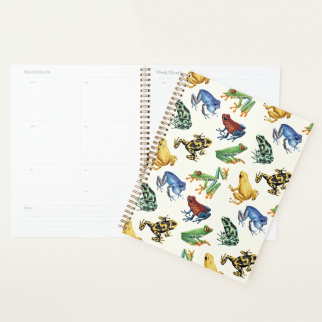 Frogs on natural white planner (Display)