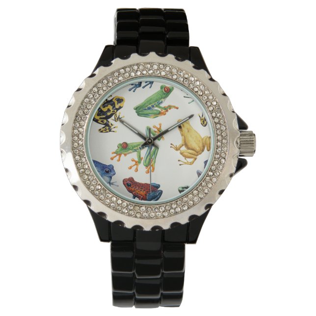 Frogs on natural white watch (Front)