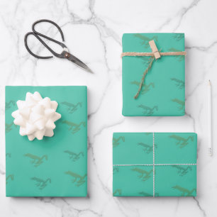frogs on teal wrapping paper sheet