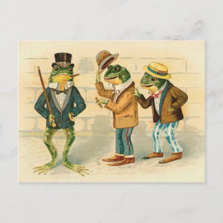 Frogs on the Street - Vintage Art Postcard