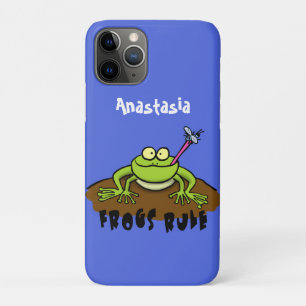 Frogs rule funny green frog cartoon Case-Mate iPhone case