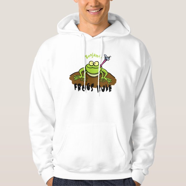 Frogs rule funny green frog cartoon hoodie (Front)