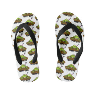 Frogs rule funny green frog cartoon kid's jandals
