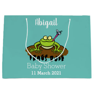 Frogs rule funny green frog cartoon large gift bag