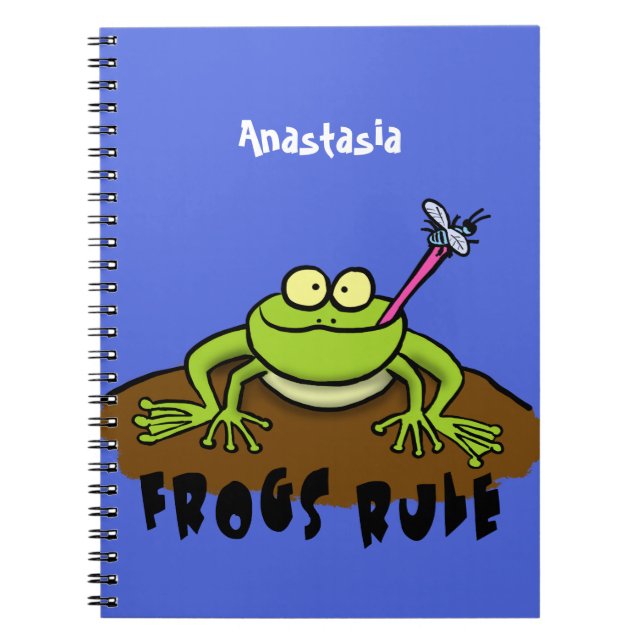 Frogs rule funny green frog cartoon notebook (Front)