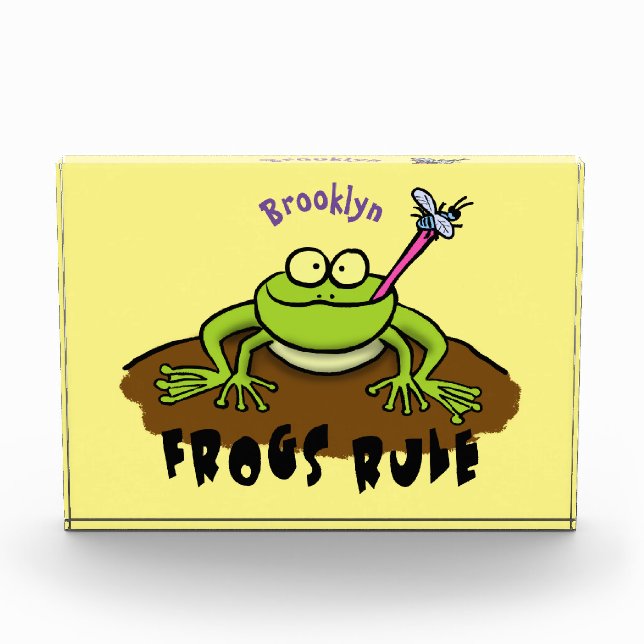 Frogs rule funny green frog cartoon photo block (Front)