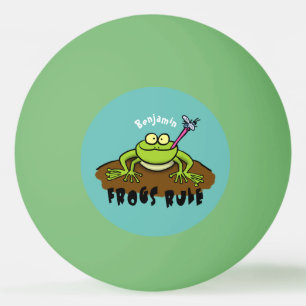 Frogs rule funny green frog cartoon ping pong ball