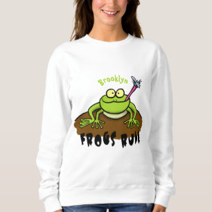 Frogs rule funny green frog cartoon sweatshirt
