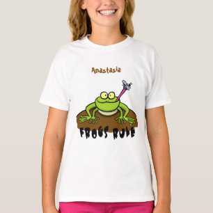 Frogs rule funny green frog cartoon T-Shirt
