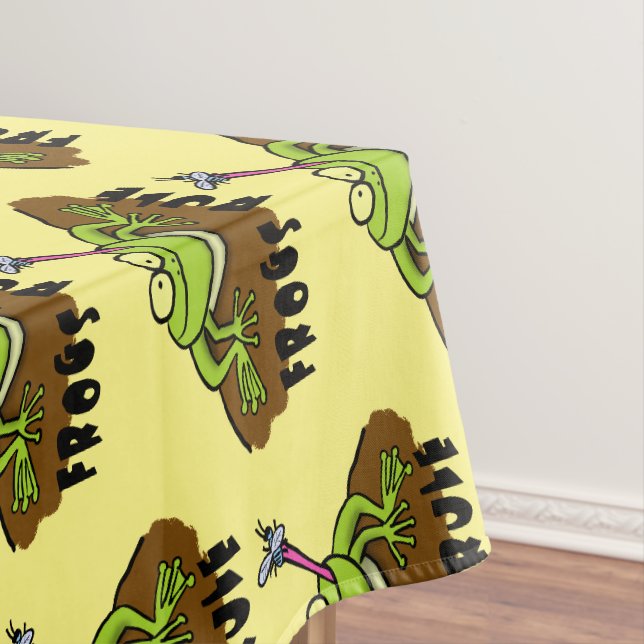 Frogs rule funny green frog cartoon tablecloth (In Situ)