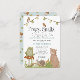 Frogs Snails & Puppy Dog Tails Boy Baby Shower Invitation