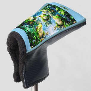Frogs Splashing - w/ initials or Name Golf Putter Head Cover