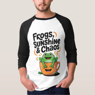 Frogs, Sunshine & Chaos – Cute Frog in Coffee Cup T-Shirt