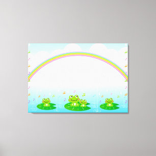Frogs under the rainbow canvas print