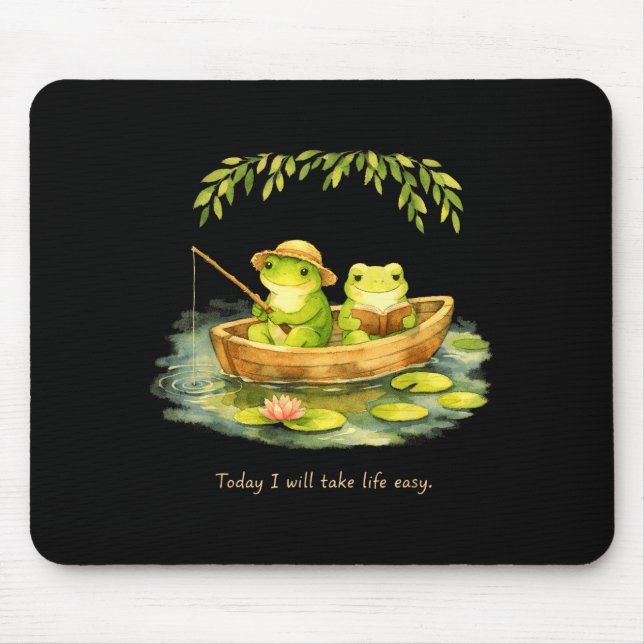 Frogs will take life easy peaceful weekend reading mouse pad (Front)