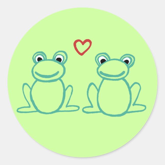 Frogs with Heart Classic Round Sticker (Front)