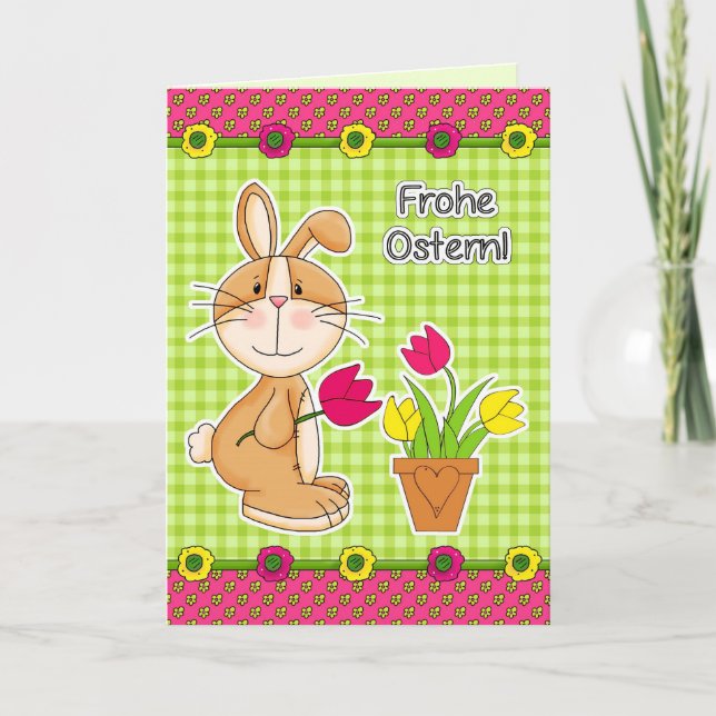 Frohe Ostern. Customisable German Easter Cards (Front)
