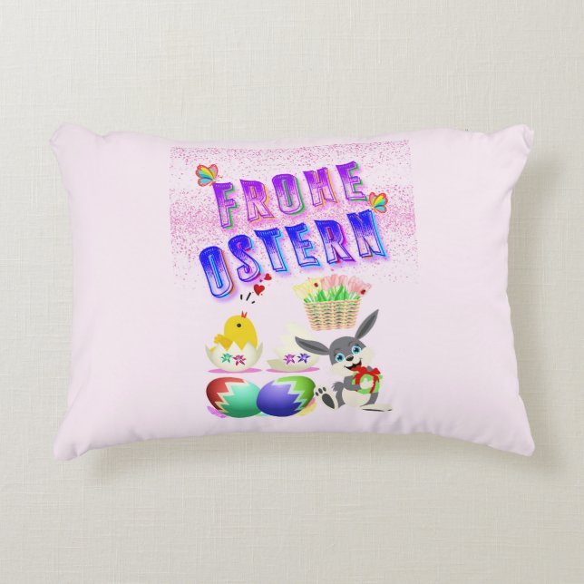 Frohe Ostern Decorative Cushion (Front)