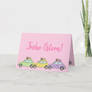Frohe Ostern German Easter Retro Fiat 500 Holiday Card