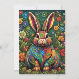 Frohe Ostern - Osterhase in Blumen 2 Holiday Card